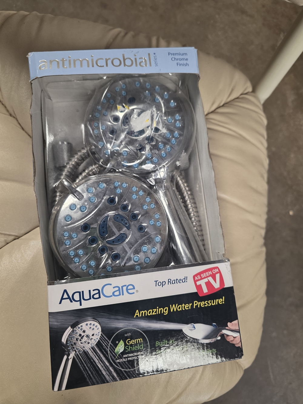 Chrome Dual-Head Shower Set - Blue Nozzles